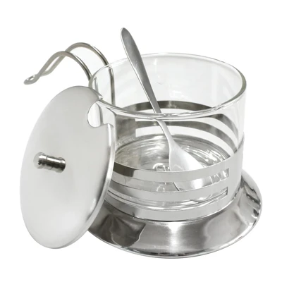 แก้วใส่เครื่องปรุงพร้อมช้อนและฝาปิด อาร์อาร์เอส ลายริ้ว ชิ้น