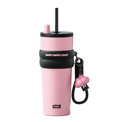 stainless-temperature-tumbler-kc0083-pk-710ml แก้วน้ำเก็บอุณหภูมิ ที่จับซิลิโคน วัสดุสแตนเลส รุ่น KC0083-PK สีชมพู ความจุ 710 ML