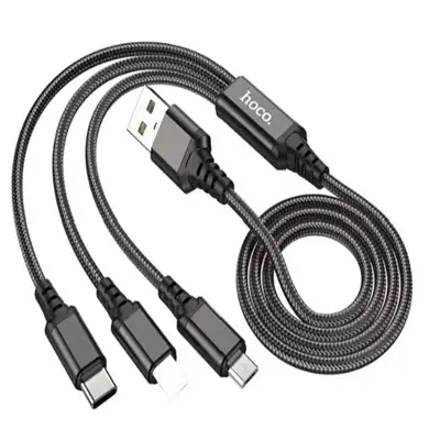 hoco-x76-3in1-charging-cable-elp0001 สายชาร์จ 3in1 2A 1M มีให้ 3 หัว hoco X76 THAI SUN SPORT ELP0001