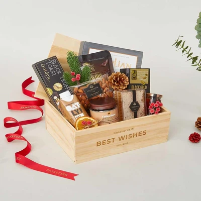 BASKETEER ชุดกิ๊ฟเซ็ตของว่างและเครื่องดื่มชนิดกล่องไม้ รุ่น GCC-033 FLAVOR HAVEN ขนาด 27.9 X 21.1 X 10.9 ซม.