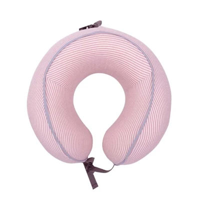 THAI SUN SPORT หมอนรองคอลดอาการปวดเมื่อยจากการเดินทาง สีเทา/ชมพู ปลอกถอดซักได้ ผ้าระบายอากาศดี 25x25 ซม.