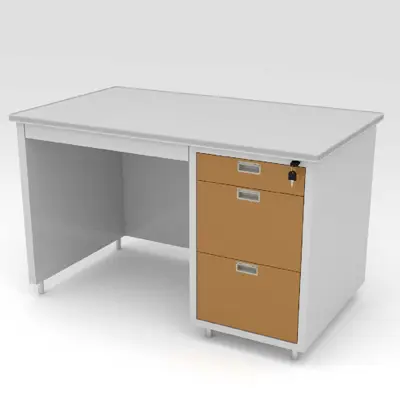 LUCKYWORLD โต๊ะทำงานเหล็ก รุ่น DX40-3 สีน้ำตาล ขนาด 4 ฟุต