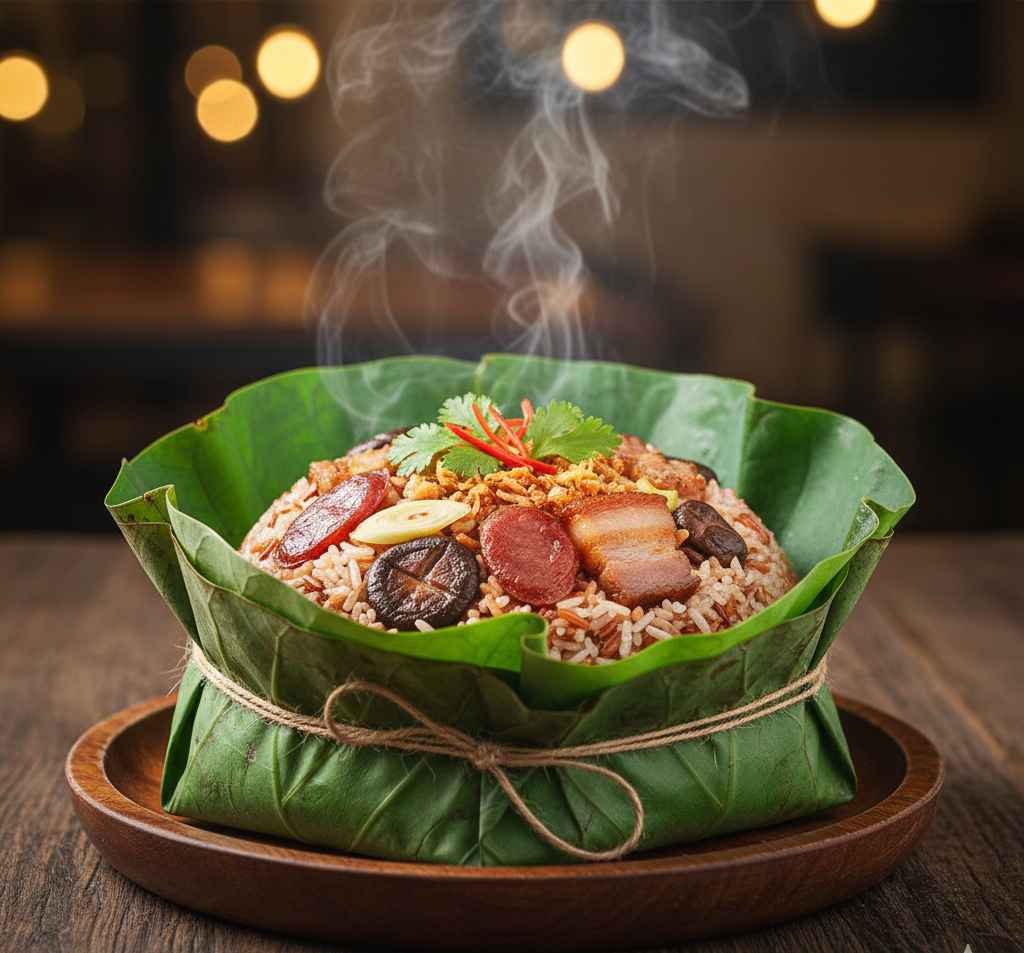 อาหารฟิวชั่น ข้าวอบใบบัว