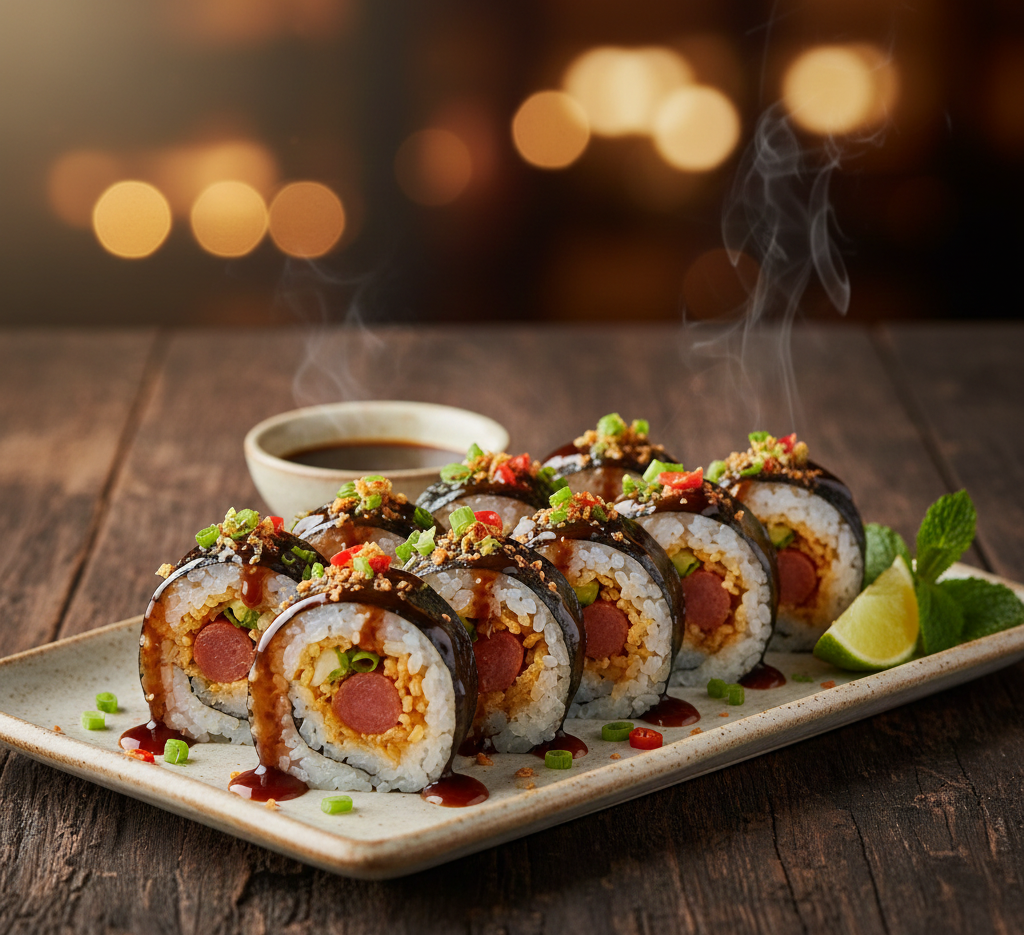 อาหารฟิวชั่น ซูชิข้าวผัดซอสปลาเค็ม