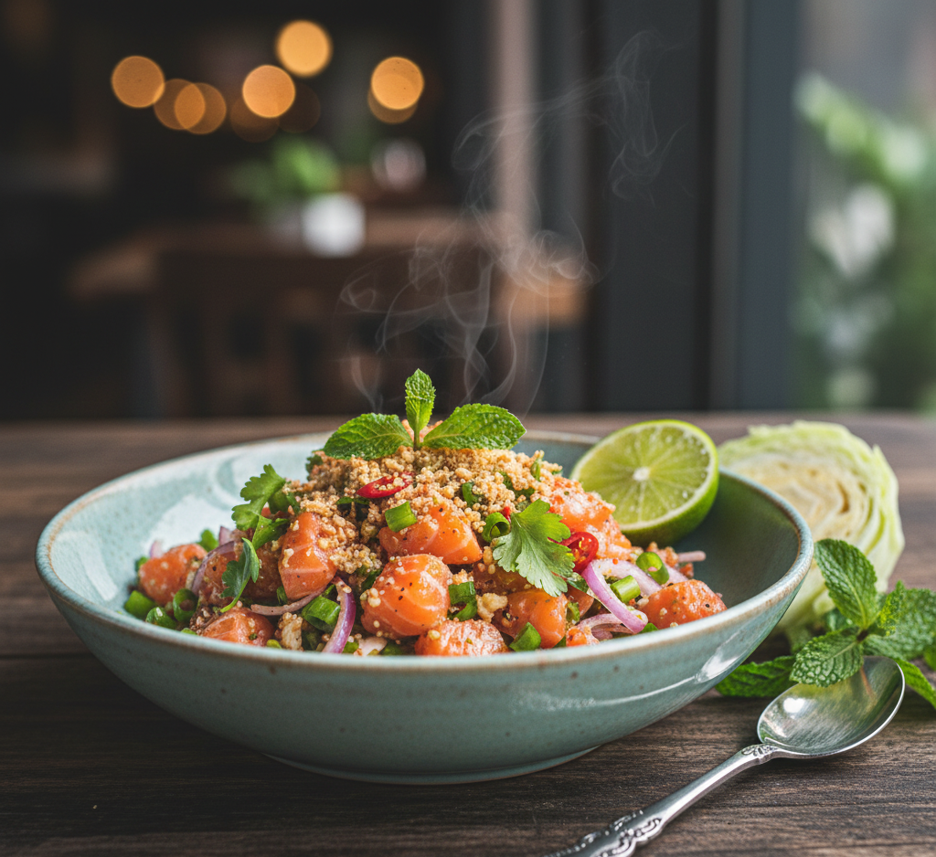 อาหารฟิวชั่น ลาบแซลมอน