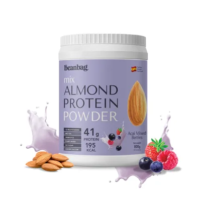 โปรตีนจากพืช BEANBAG บีนแบ็ก โปรตีนจากพืชผสมอัลมอนด์รสอาซาอิมิกซ์เบอรี่ 800 กรัม