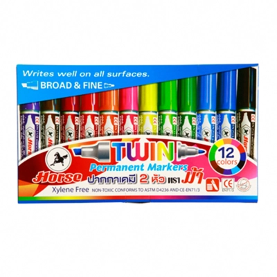 Creative Zone ปากกามาร์คเกอร์ 2 หัว 12 สี ตราม้า