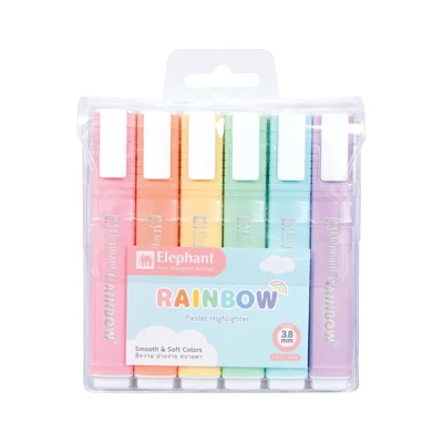 Digital Detox ELEPHANT ปากกาเน้นข้อความ ขนาดเส้น 3.8 มม. คละสี 6 ด้าม/แพ็ค