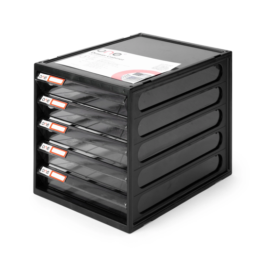 จัดระเบียบเอกสาร one ตู้เอกสาร 5 ชั้น โครงสีดำ ลิ้นชักสีเทา