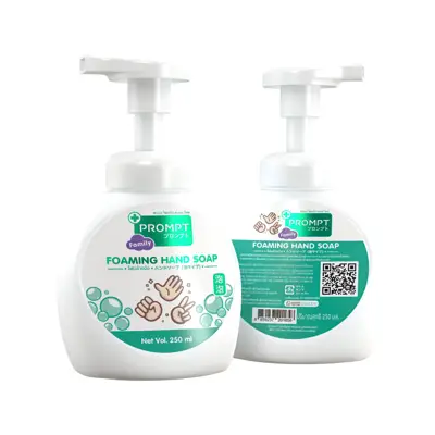 ของใช้ในห้องน้ำ prompt โฟมสบู่ล้างมือ สูตรมีกลิ่นหอมสดชื่น สีเขียว