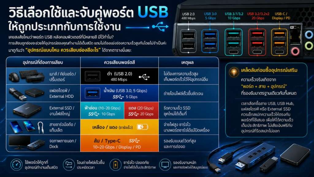 สีสายไฟ usb จับคู่พอร์ต