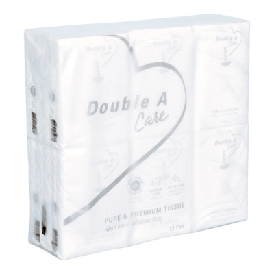 ยี่ห้อทิชชู่ Double A รุ่นแคร์ เพียว & พรีเมียม แบบมินิพอกเก็ต (10 แผ่น/ห่อ แพ็ค 12 ห่อ)